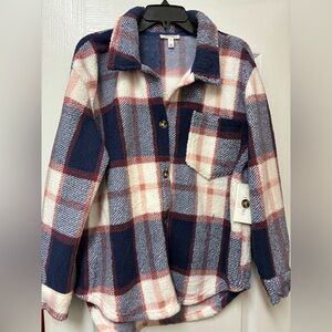 Comp Blu Plaid Teddy Shacket size L